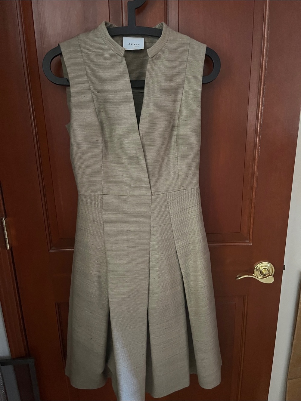 Akris Punto Taupe Raw Silk A-Line Dress